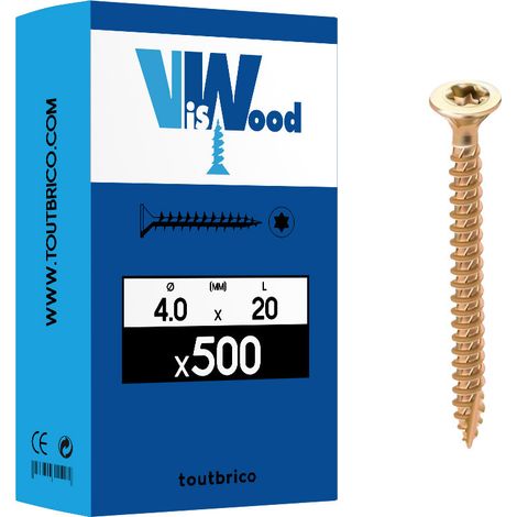 500 vis agglo 4x20mm fraisée Tx zingué Viswood