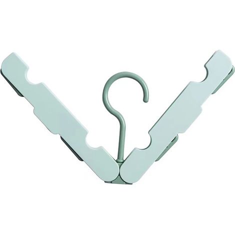 Porte-vêtements pliable anti-glissement avec pinces, idéal pour voyages, maison et dortoir, vert clair (1/5)