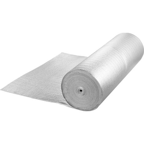 Mophorn Rollo de aislamiento reflectante doble, barrera radiante con núcleo de espuma, 0.126 in, 48 pulgadas x 100 pies, lámina de aluminio de doble cara, protector reflectante de calor de espuma EPE