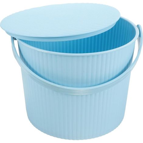 Seau de Rangement Rond en Plastique avec Couvercle Petit Tabouret Ménager (1/5)