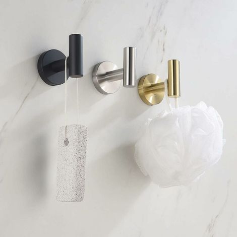 Ganci porta asciugamani per bagno Gancio appendiabiti porta accappatoio resistente in acciaio inossidabile Sus304 dorato adatto per spugna da cucina Hotel Piscina Rotondo 2 pezzi - Oro (1/4)