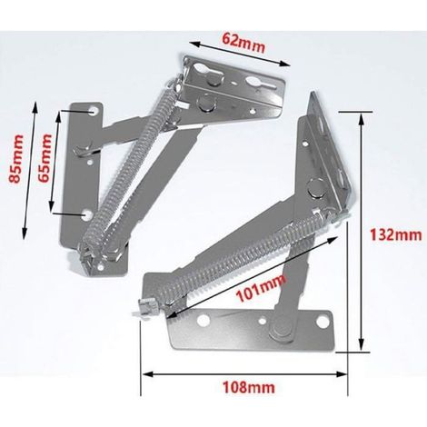 2 Charnière à ressort, Acier inoxydable, Angle 80°, Design invisible, Pour lit pliant et armoire (1/4)