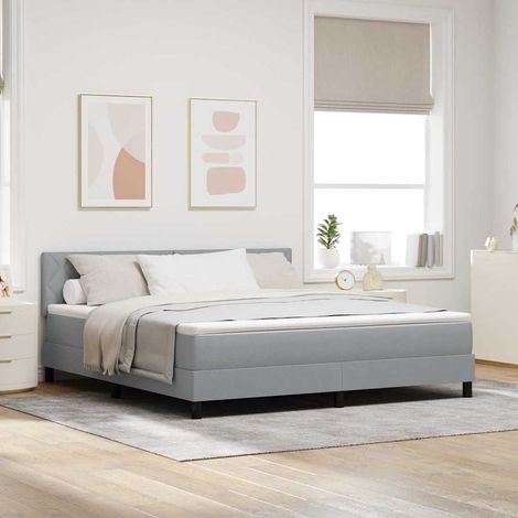 Cama tipo Box Spring con cojín Gris claro 180 x 200 cm tela vidaXL (1/5)