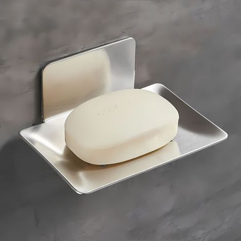 Porte Savon Mural - Acier Inoxydable 304 - Adhésif Sans Perçage - Pour Salle De Bain Cuisine - 120 x 85 mm - 1 Pièce (1/5)