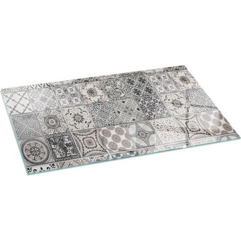 Glasbodenplatte für den Kamin Glas Unterlage Hitzeschutz für den Boden mit Dekorative Motiv Dekorative Fliesenmuster 100x50 cm
