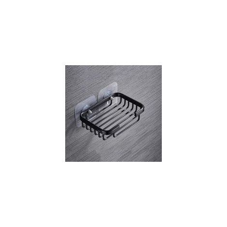 Porte Savon pour Salle de Bain Porte-Vaisselle en Acier Inoxydable Mural pour Douche Salle de Bain - Auto-adhésif Douche Évier Barre de Savon Porte-éponge Panier à Savon (Noir)