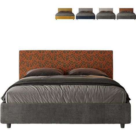 Letto matrimoniale con rete imbottito 160x190 tessuto Era 4 arancio Arla (1/5)