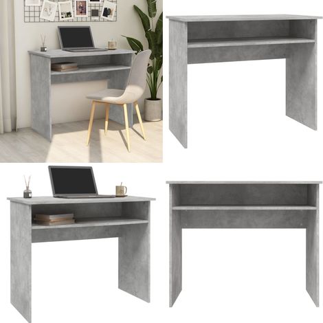Bureau Gris béton 90x50x74 cm Bois d'ingénierie - Bureau Gris - Bureau Informatique - Bureau Compact - Meuble De Bureau - Bureau Enfant - Home & Living (1/5)