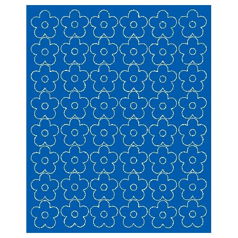 Wandaufkleber Blumen, 3 cm große Aufkleber, 48 Stück, blau glänzend