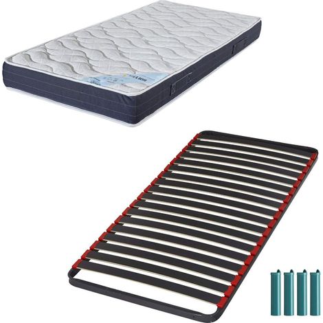 Matelas mousse + Sommier métal C39 90x190 Melior - Hauteur 20 cm - Soutien ferme (1/5)