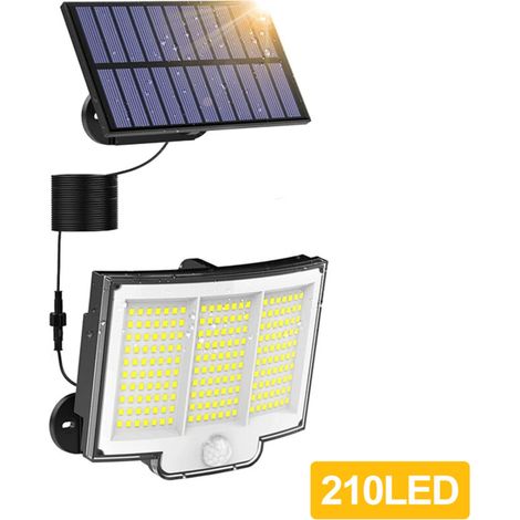 Lampe Solaire Split d'Exterieur 210 LED 3000 LM Etanche IP65 Capteur de Corps Humain Applique Murale Interieur et Exterieur (1/5)