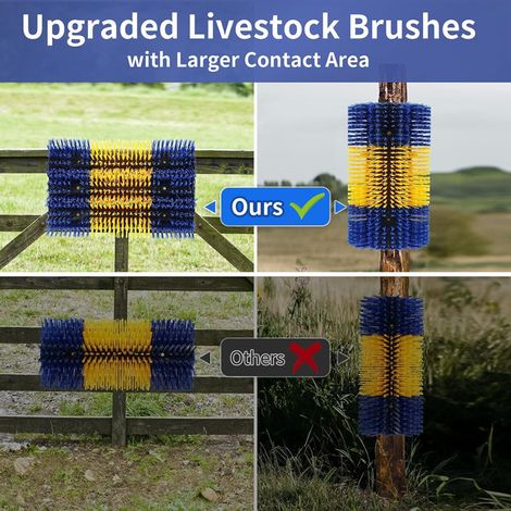 Brosse de Grattage pour Élevage et Bétail - Grosse Brosse de Massage Courbée pour Vaches, Chevaux et Moutons - Kit Anti-Démangeaison pour Poteau, Écurie et Clôture (1/5)