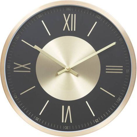 Horloge en Métal "Ariana" 30cm Noir & Or (1/2)