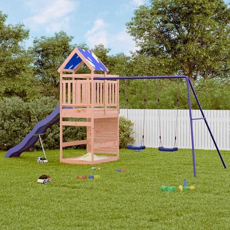 Aire de jeux extérieure : Aire de jeux d'extérieur bois de pin imprégné jeu extérieur enfant, aire de jeu jardin, balançoire enfant , pour jardin, usage domestique , enfant 3-8 ans (1/5)