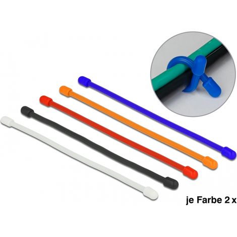Delock Sujetacables flexible de LA 80 x AN 4 mm colores surtidos, set 10 piezas