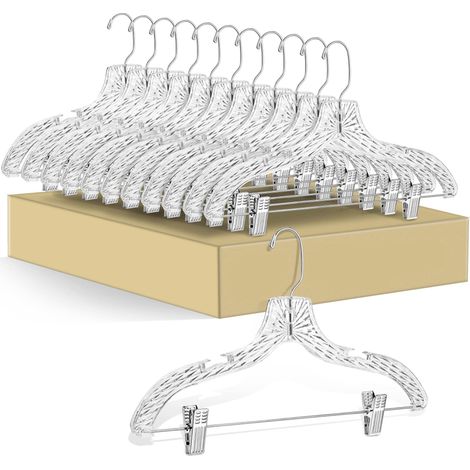 Cintres en Plastique Transparent en Cristal Transparent 17" Cintres à Jupe en Cristal Paquet de 12 (1/5)