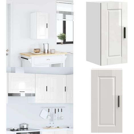 Armario pared cocina Porto madera ingeniería blanca alto brillo - Armario pared cocina - Armario cocina madera