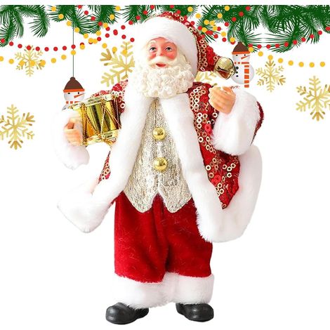 Figurines de Noël Sculpture de Noël 20 cm Santa Décoratif de Bureau Tenant des Instruments,pour Mur Arbre Étagère Fenêtre Intérieur Jardin Bureau Décoration (1/5)