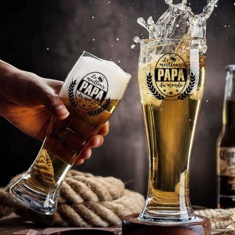 Verre à Bière de Papa avec le Slogan meilleur PAPA du monde, Cadeaux de Bière pour les Hommes lui pourfête Colorless VERRE A BIERE (1/5)