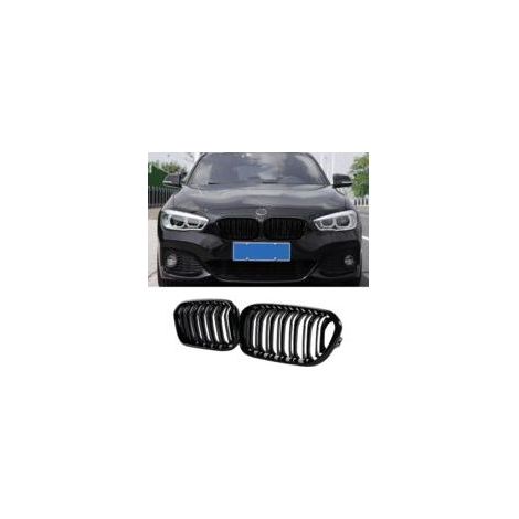 Calandre noire brillante pour BMW Série 1 F20 F21 (Lntyq) – Calandre avant à double barre horizontale – Installation facile sans découpe – Résistante aux UV – Compatible avec la Série 1 (1/2)