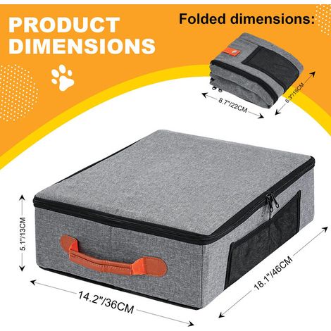 Bac à Litière de Voyage Pliable pour Chat avec Pelle Écuelle et Sacs Poubelle Boîte à Litière Portable Étanche pour Camping Auto Extérieur