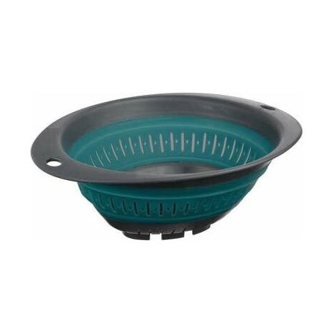 Scolapasta blu in silicone, pieghevole, realizzato in plastica resistente