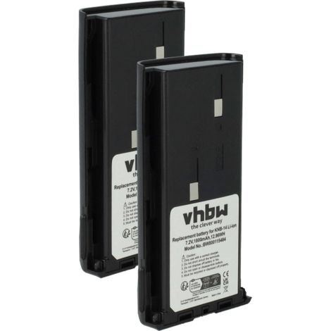 vhbw 2x Batterie remplacement pour Kenwood KNB-20N, KNB-20, KNB-21 pour radio talkie-walkie (1800mAh, 7,4V, Li-ion)