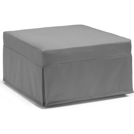 Talamo Italia Letto pieghevole Ancilla, Pouf trasformabile in letto singolo, 100% Made in Italy, Pouf in tessuto da soggiorno, Cm 80x80h45, Grigio, con imballo rinforzato