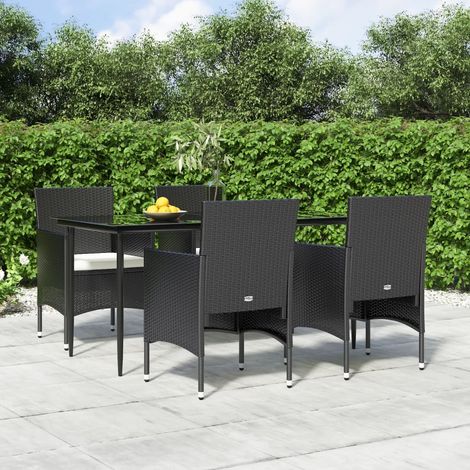 Ensemble Table et Chaise de Jardin avec coussins 5 pcs - Ensemble Table à manger + 4 chaises Noir BV999981 - BonneVie (1/5)
