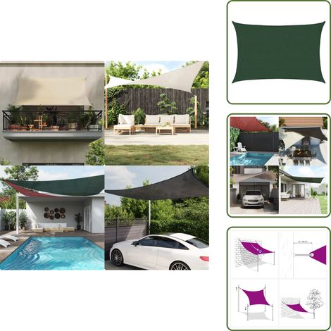 The Living Store Vela Parasole 160 g/m² Verde Scuro 2,5x4 m in HDPE - Protezione dal sole