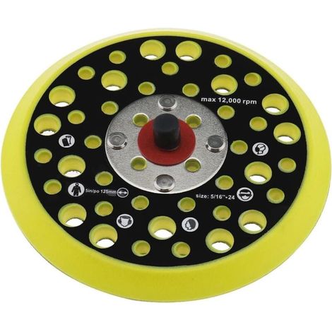 125 mm (5 Zoll) Stützteller, kompatibel mit Mirka Ceros/Deros 44-Loch-Schleifmaschinen mit 5/16"-Gewinde, Klett-Stützteller, Werkzeugzubehör (1/4)