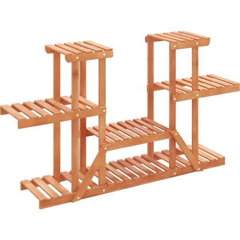Support à fleurs meuble plante 110 x 25 x 73 cm bois massif de sapin marron (1/5)