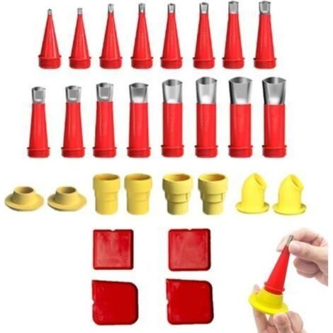 28 Pièces Calfeutrage Buse Applicateur Réutilisable, Universel Kit D'outils De Buse, Trousse à outils de buse en caoutchouc intégrée (1/5)