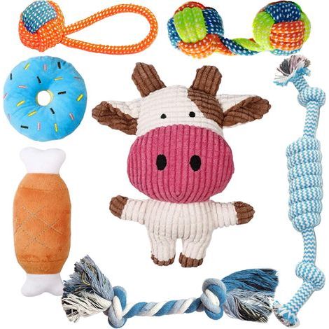 Zwei Sets mit je 14 Hundespielzeugen – Robustes Welpenspielzeug, Hundespielzeug, Hundegeschenke, Plüschtiere – Welpenspielzeug, Hundespiele, Weihnachtsspielzeug – Schadstofffreie Naturbaumwolle (1/5)