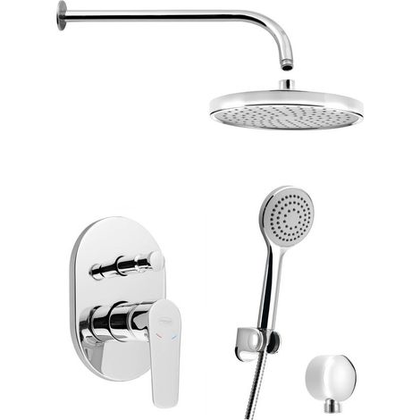 Ensemble de douche à encastrer LOTTA avec mitigeur monocommande, 2 sorties, Chromé