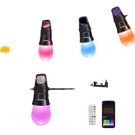 Guirnalda de luces LED, sincronización con la música, control por aplicación y mando a distancia, 30 m, 40 bombillas (1/2)