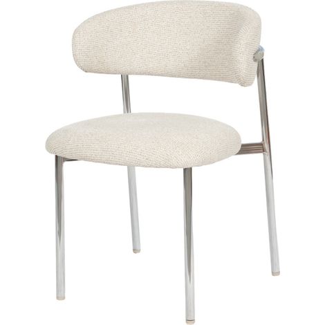 Amadeus - Chaise de salle à manger Curve beige avec piètement chromé (lot de 2) (1/5)