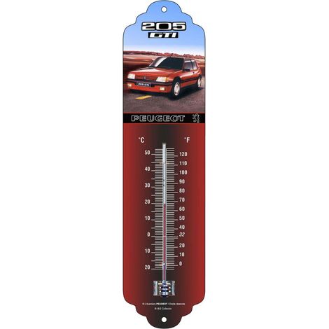 Thermomètre en métal Pub 28 x 6.5 cm Peugeot 205 GTI