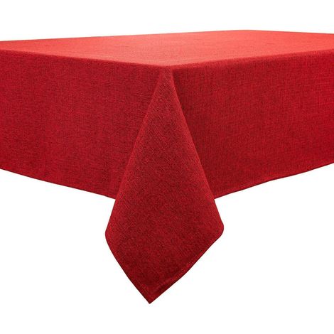 Nappe Rouge 140x240 cm hydrofuge aspect lin rectangulaire