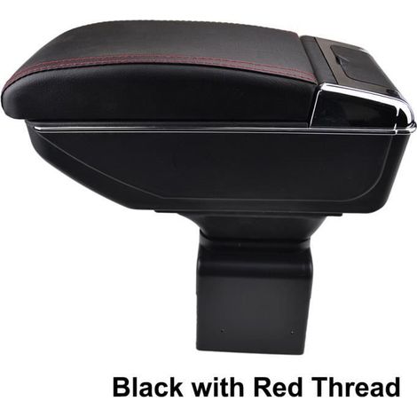 Accoudoir de console centrale en cuir noir pour Peugeot 307 - XUKEY - double couche - rangement spacieux (1/4)