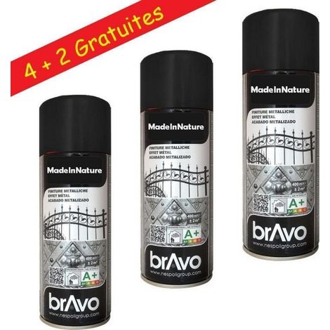 Lot de Bombes de Peinture, Spray Peinture Effet déco, Intérieur et Extérieur, 400 ml, de MadeInNature - Métallisé noir 180201 - Lot de 6. (1/5)
