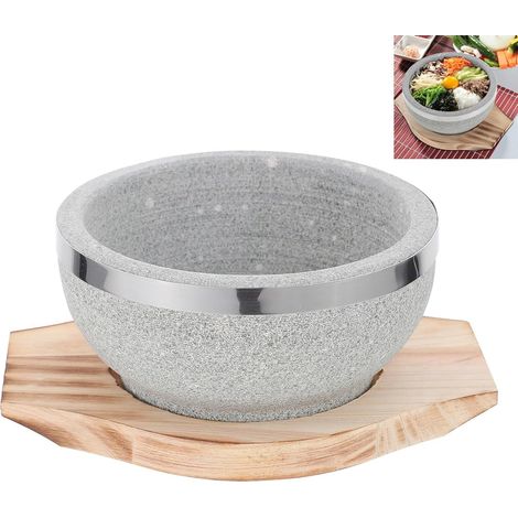 Vaisselle Coréenne Bol en Pierre Plateau en Bois, Protège la Table Chaleur, Cuisine Bibimbap Traditionnel (1/5)