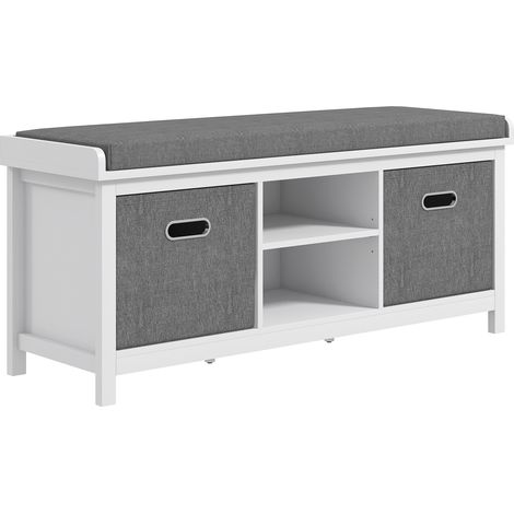 Panca Scarpiera con Ripiano Regolabile a 3 Livelli e 2 Cassetti 105x35x47 cm in Truciolato Bianca e Grigia