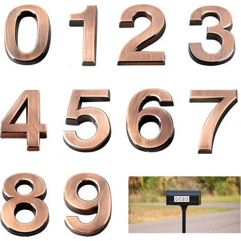 Chiffre Porte 10 Pièces Numéros de Porte de 0 à 9 Chiffre Boite aux Lettres Numero de Maison Adhesif 0 à 9 Numéro de Rue d'Adresse Design Chiffre Boite aux Lettrespour Bureau Appartements(Bronze) (1/5)
