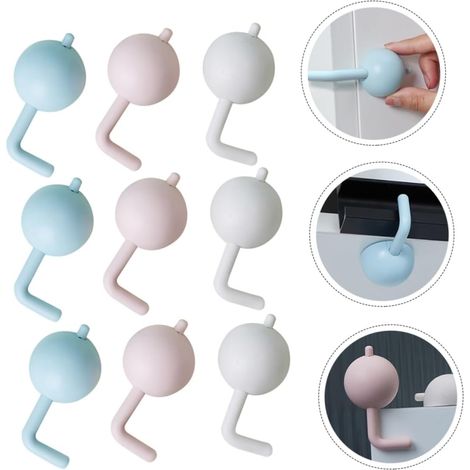 Un juego de 9 cerraduras de seguridad robustas y duraderas, aptas para armarios, frigoríficos y puertas, para evitar que los dedos queden atrapados. (1/5)
