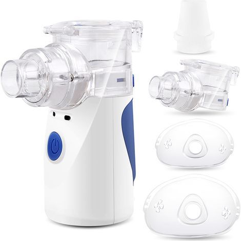 Vernebelungsinhalator, Tragbarer, Leiser Vernebler, Inhalator mit Mundstück und Maske, Vernebler für Kinder und Erwachsene, Stromversorgung über USB-Kabel