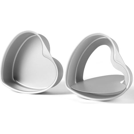 2 Pack 6 inch Cake Tins, Non-Stick Aluminum Round/Heart Cake Deep Baking Tins, Cake Pan with Removable Bottom, Baking Tray Cheesecake Molds Sets for Wedding Birthday Family Occasions (Heart)