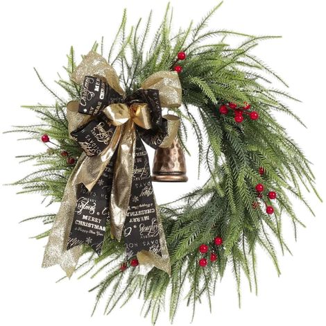 Couronne de Noël pour Porte - Décorations de Noël Vintage - Couronne de Pin (1/5)