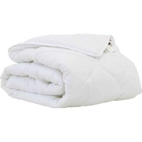 Couette d'été simple en duvet, blanche, 202 x 136 x 3 cm, polyester. (1/5)