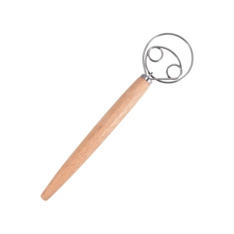 13-Zoll-Brotteigbesen, professioneller dänischer Teigbesen, Mixer, Schneebesen, Holzgriff (1/4)